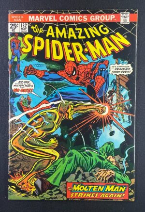 Amazing Spider-Man (1963) #132 FN/VF (7.0) Molten Man – Amazing Spider-Man #132 Comic Book Marvel Comics 1974 Spider-Man