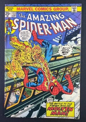 Amazing Spider-Man (1963) #133 VF- (7.5) Molten Man – Amazing Spider-Man #133 Comic Book Marvel Comics 1974 Spider-Man