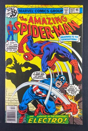 Amazing Spider-Man (1963) #187 VF- (7.5) Captain America – Amazing Spider-Man #187 Comic Book Marvel Comics 1978 Spid…