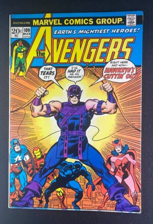 Avengers (1963) #109 FN+ (6.5) Hawkeye Quits – Avengers #109 Comic Book Marvel Comics 1973 Avengers