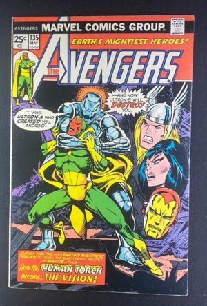 Avengers (1963) #135 FN+ (6.5) Origin of the Vision – Avengers #135 Comic Book Marvel Comics 1973 Avengers