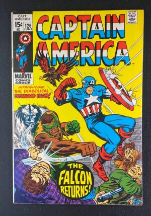 Captain America (1968) #126 VF- (7.5) Falcon – Captain America #126 Comic Book Marvel Comics 1970 Captain America