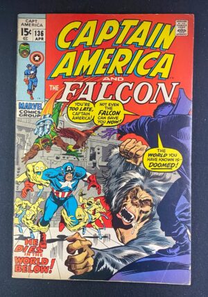 Captain America (1968) #136 FN+ (6.5) Falcon – Captain America #136 Comic Book Marvel Comics 1971 Captain America