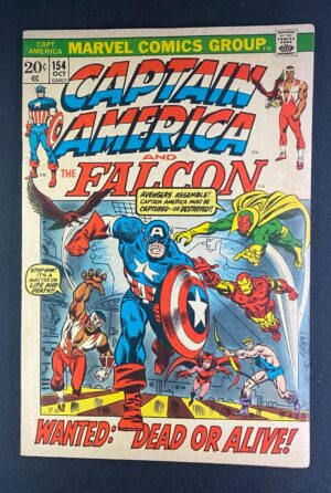 Captain America (1968) #154 VG/FN (5.0) – Captain America #154 Comic Book Marvel Comics 1972 Captain America