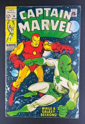 Captain Marvel (1968) #14 VG (4.0) Iron Man – Captain Marvel #14 Comic Book Marvel Comics 1968