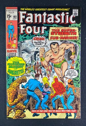 Fantastic Four (1961) #102 VF- (7.5) Sub-Mariner – Fantastic Four #102 Comic Book Marvel Comics 1970 Fantastic Four