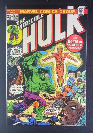 Incredible Hulk (1968) #178 NM- (9.2) Warlock – The Incredible Hulk #178 Comic Book Marvel Comics 1974