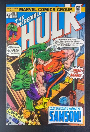 Incredible Hulk (1968) #193 VF+ (8.5) Doc Samson – The Incredible Hulk #193 Comic Book Marvel Comics 1976